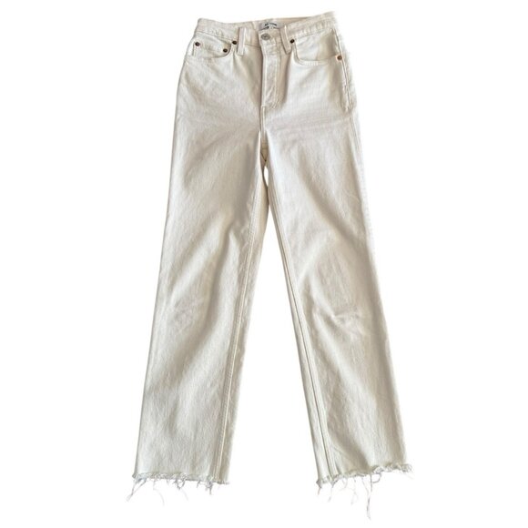 Re/Done 70s Stove Pipe High Rise Straight Leg Jeans Vintage White Women's Sz 24 - Picture 2 of 13